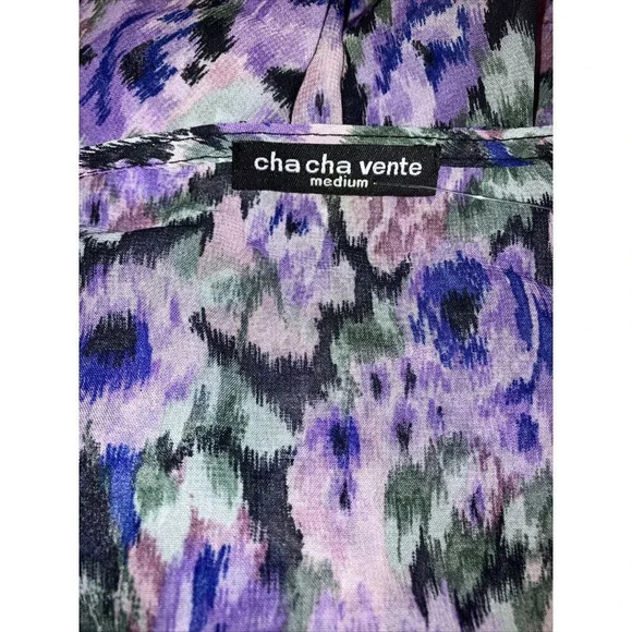 Cha Cha Vente Size M Women's Floral Sheer Cover Up Tunic Hi Lo Poncho Caftan - Picture 7 of 8